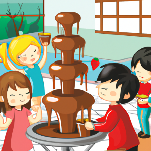 9. תמונה של ילדים נהנים ונהנים מסביב למזרקת השוקולד