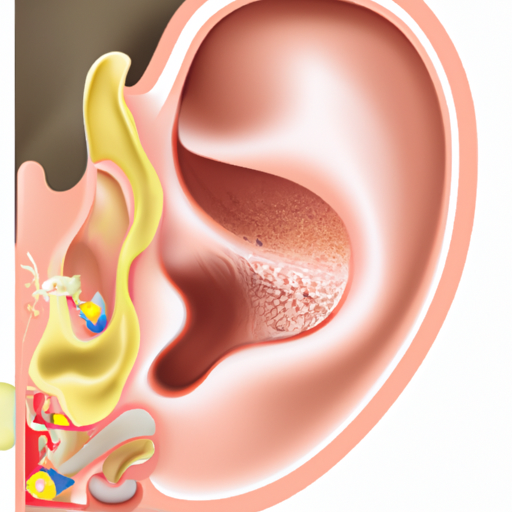 איור של האוזן האנושית המפרט חלקים שונים המעורבים בזיהום